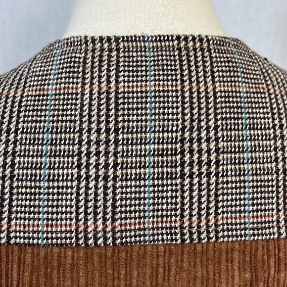 Love Riche brown corduroy and plaid back cropped vest size M - Picture 6 of 6